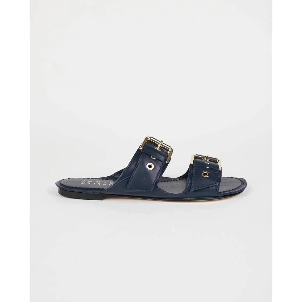 NEW JAMIE HALLER women's double buckle slide in navy